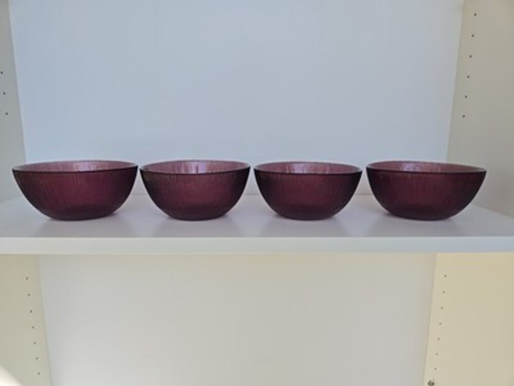 Vintage Glass Amethyst Purple Bowls - Set Of 4
